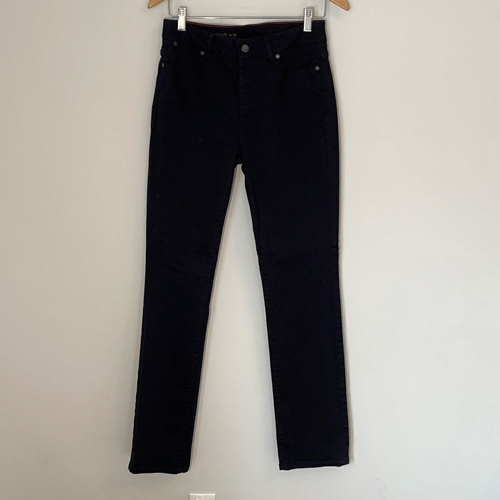 Heritage Womens Straight Denim Jeans Black Cotton Stretch Casual Size 6/28